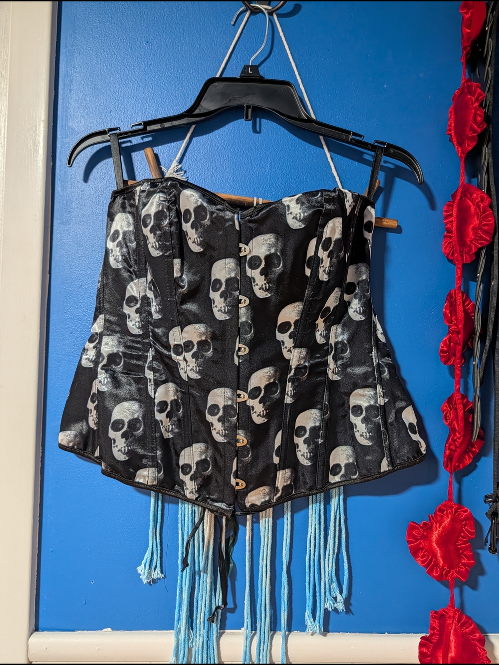 Skull Print Bustier Corset Top - Black